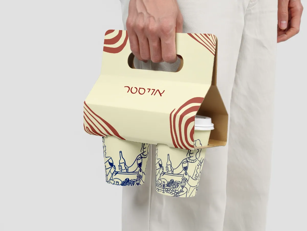 אריזת מותג בעיצוב מודרני עם איורים
